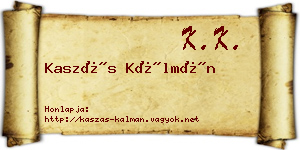 Kaszás Kálmán névjegykártya
