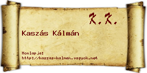 Kaszás Kálmán névjegykártya
